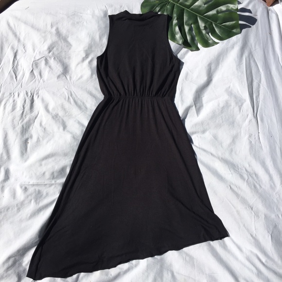 THREE DOTS | black knit dress w/ asymmetric hem - Picture 3 of 4